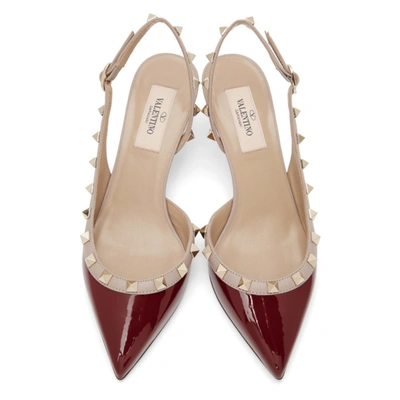 Shop Valentino Red  Garavani Rockstud Slingback Heels In Fa5 Cherryp