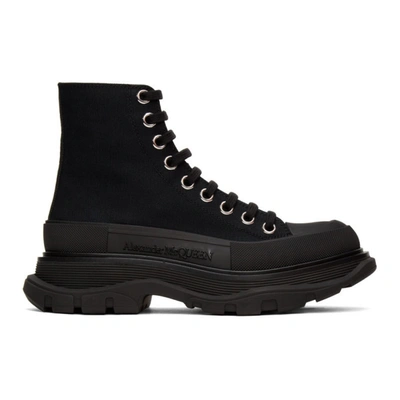 Shop Alexander Mcqueen Black Tread Slick Platform High Sneakers In 1000 Black
