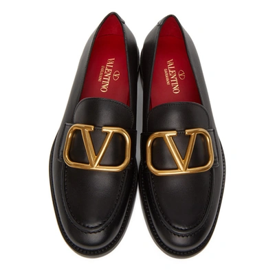 Shop Valentino Black  Garavani Vlogo Loafers In 0no Nero