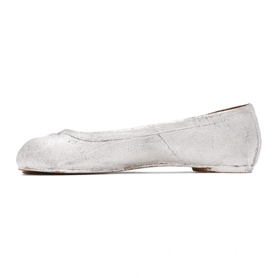 Shop Maison Margiela Silver Painted Tabi Ballerina Flats In H8434 Earth