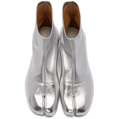 Shop Maison Margiela Silver Stretch Leather Tabi Ankle Boots In T9002 Silve