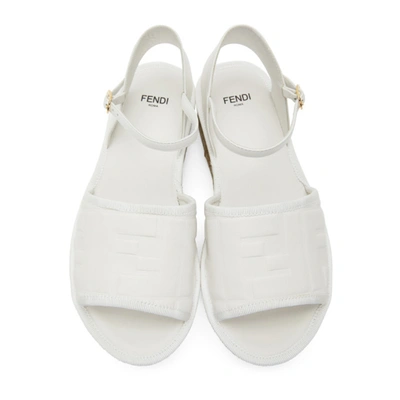 Shop Fendi White Leather Platform Espadrilles In F1bnh White