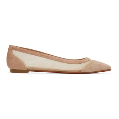 Shop Christian Louboutin Beige Galativi Flats In N142 Nude/v