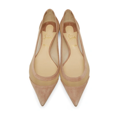 Shop Christian Louboutin Beige Galativi Flats In N142 Nude/v