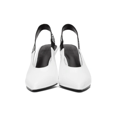 Shop Versace Jeans Couture White Patent Slingback Heels In E003 White