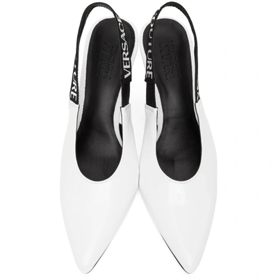 Shop Versace Jeans Couture White Patent Slingback Heels In E003 White
