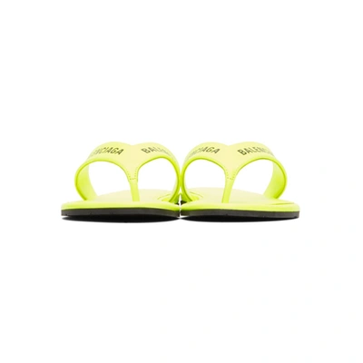 Shop Balenciaga Yellow Logo Thong Sandals In 7210 Fluyel