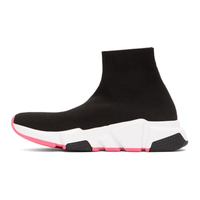 Shop Balenciaga Black & Pink Speed Sneakers In Black/white/pink
