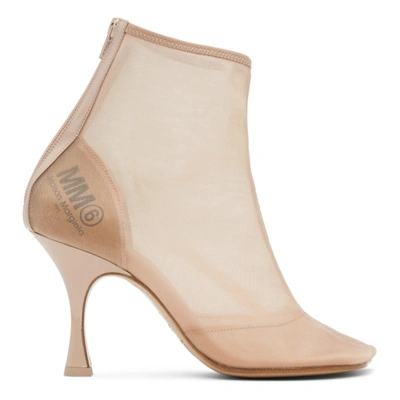 Shop Mm6 Maison Margiela Beige Mesh Ankle Boot In T2207 Beige