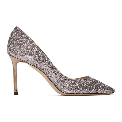 Shop Jimmy Choo Purple Glitter Romy 85 Heels In Light Lilac