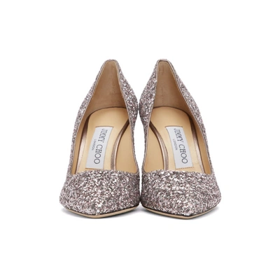 Shop Jimmy Choo Purple Glitter Romy 85 Heels In Light Lilac