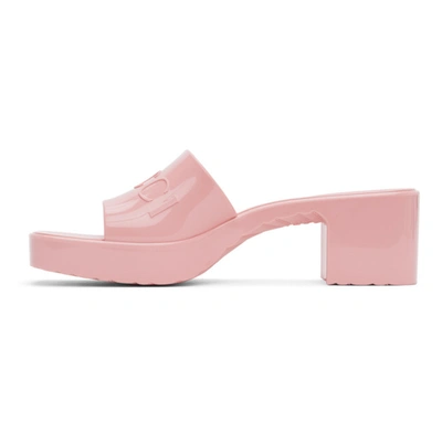 Shop Gucci Pink Rubber Slide Sandals In 5815 Wildro