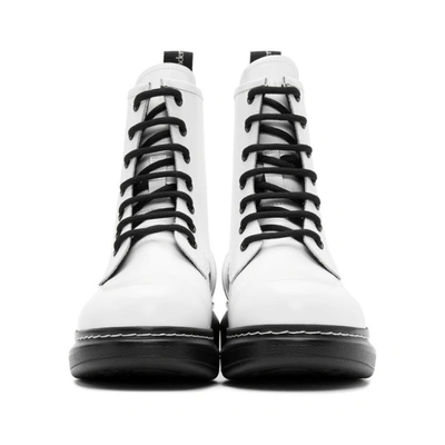 Shop Alexander Mcqueen White Hybrid Lace-up Boots In 9061 Wh/blk