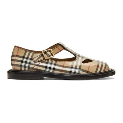 Shop Burberry Beige Hannie T-bar Shoes In Archive Bei