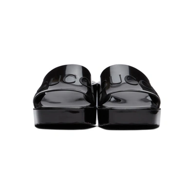 Shop Gucci Black Rubber Slide Sandals In 1000 Black