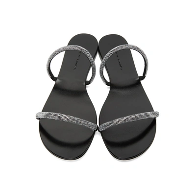 Shop Giuseppe Zanotti Black Crystal Croisette Sandals In Nero