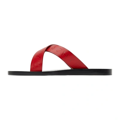 Shop Givenchy Red Criss-cross Logo Sandals In 619 Strawbe