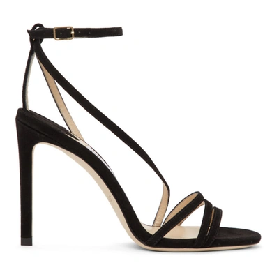 Shop Jimmy Choo Black Suede Tesca 100 Sandals