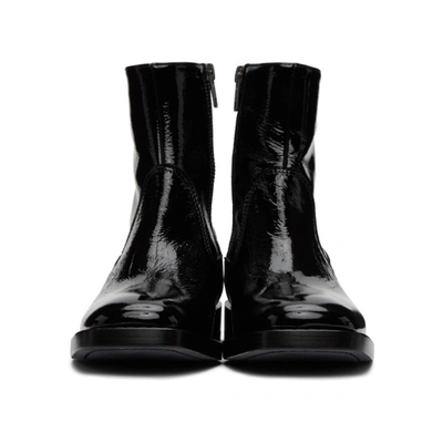 Shop Ann Demeulemeester Black Vernice Crinkle Boots