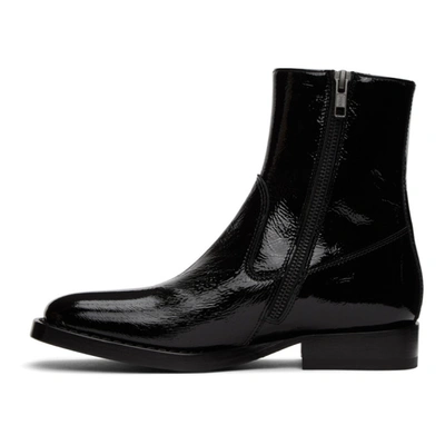 Shop Ann Demeulemeester Black Vernice Crinkle Boots