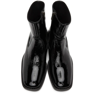 Shop Ann Demeulemeester Black Vernice Crinkle Boots