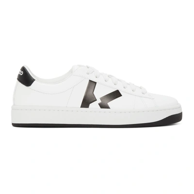 Shop Kenzo White K Logo Kourt Sneakers In 01 White