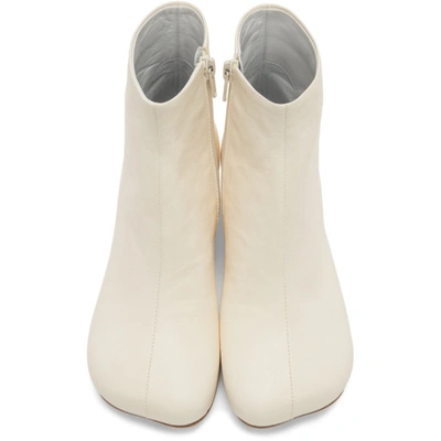 Shop Mm6 Maison Margiela Off-white Low Heel Ankle Boots In T1003 White