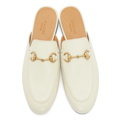 Shop Gucci White Princetown Slippers In 9022 White