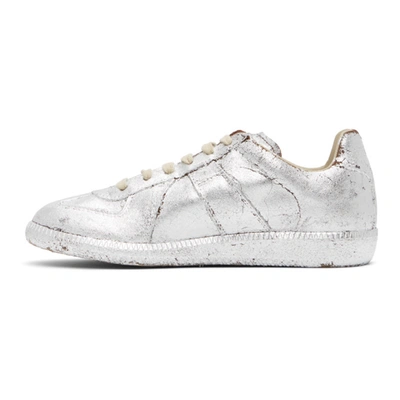 Shop Maison Margiela Silver Painted Replica Sneakers In H8434 Earth