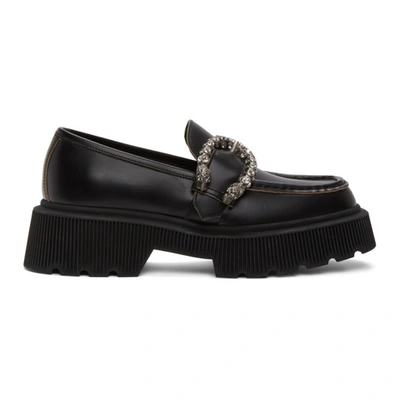 Shop Gucci Black Tiger Head Loafers In 1000 Black