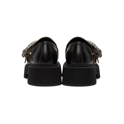 Shop Gucci Black Tiger Head Loafers In 1000 Black