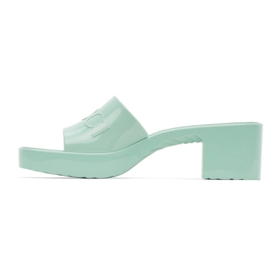 Shop Gucci Green Rubber Slide Sandals In 3926 Green
