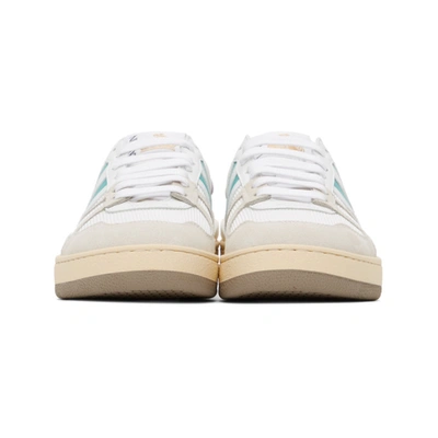Shop Lanvin White & Pink Mesh Clay Low Sneakers In B023 Blu/pi