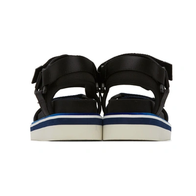 Shop See By Chloé See By Chloe Black And Blue Sporty Sandals In 999 Ribbon