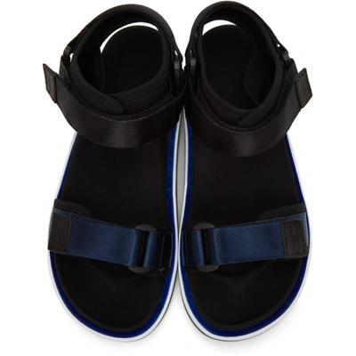 Shop See By Chloé See By Chloe Black And Blue Sporty Sandals In 999 Ribbon
