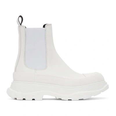 Shop Alexander Mcqueen White Tread Slick Chelsea Boots In White/silver