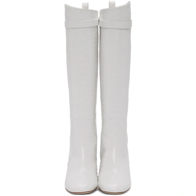 Shop Fendi White Croc Promenade Tall Boots In F0qa0 Whit