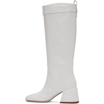 Shop Fendi White Croc Promenade Tall Boots In F0qa0 Whit