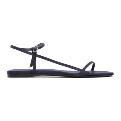 Shop The Row Navy Bare Flat Sandals In Mid Midnigh