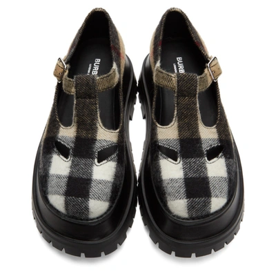Shop Burberry Beige Check T-bar Loafers In Archive Bei