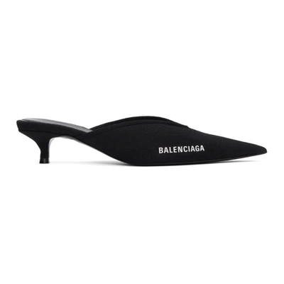 Shop Balenciaga Black Knitted Knife Mules In 1090 Black