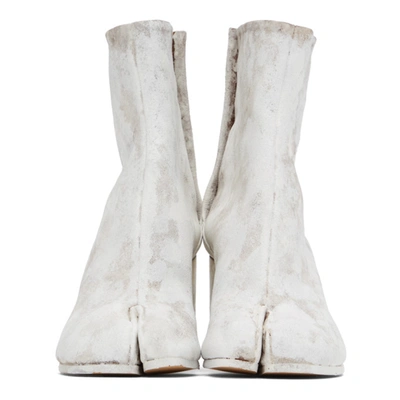 Shop Maison Margiela Brown & White Painted Tabi Boots In H8433 Earth