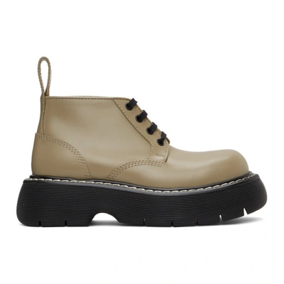 Shop Bottega Veneta Khaki 'the Bounce' Lace-up Boots In 2865 All Spice