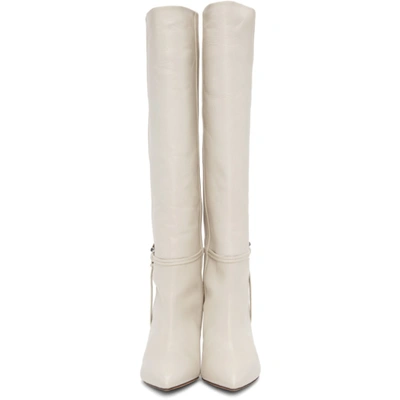 Shop Isabel Marant Off-white Leather Learl Tall Boots In 20wh White