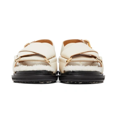 Shop Marni Off-white Shearling Fussbett Sandals In Z1i94 Natur