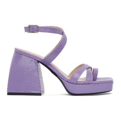Shop Nodaleto Purple Snake Bulla Siler Sandals In Viperviolet