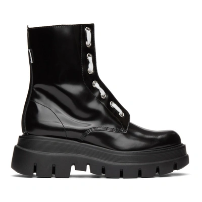 MSGM BLACK PATENT ANKLE BOOTS 