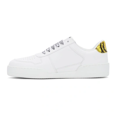Shop Versace White Ilus Low Sneakers In Dbn9 Wh/bk