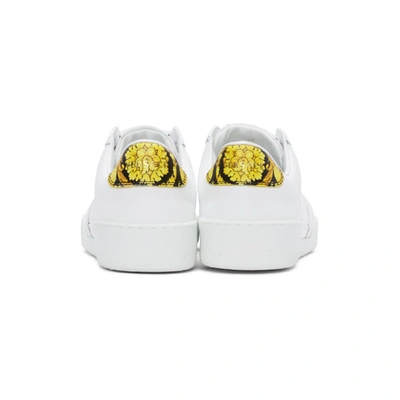 Shop Versace White Ilus Low Sneakers In Dbn9 Wh/bk