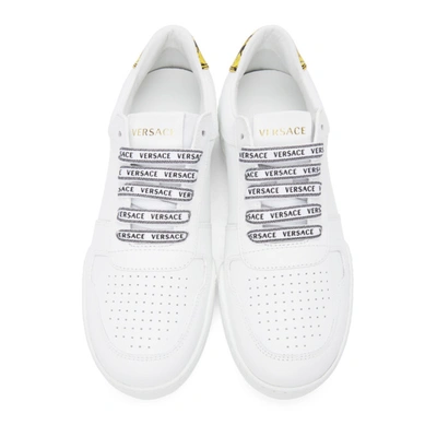 Shop Versace White Ilus Low Sneakers In Dbn9 Wh/bk